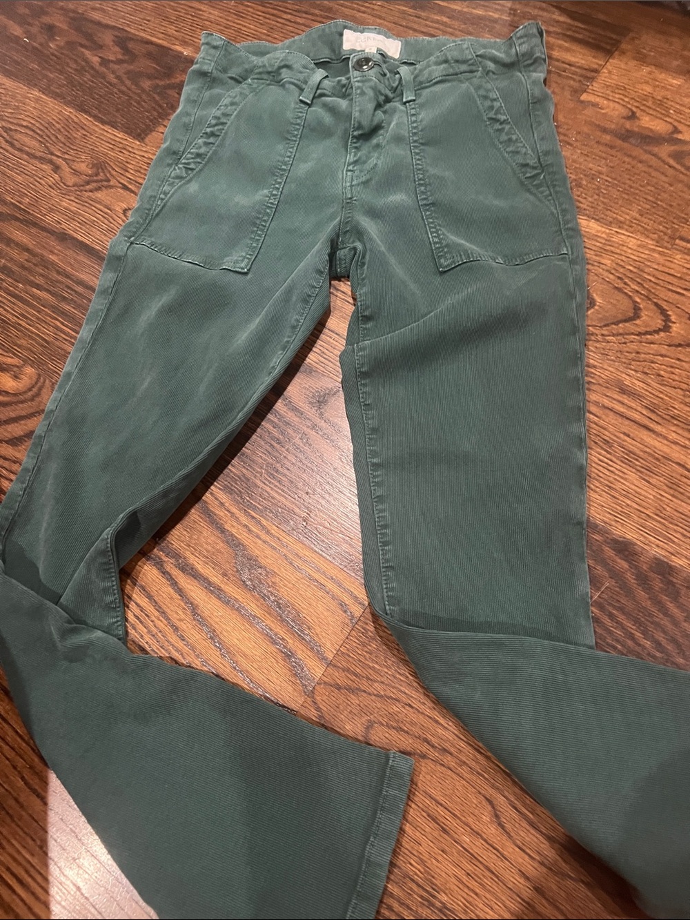 THE GREAT. Women's Forest Green Straight-Leg Utility Jeans